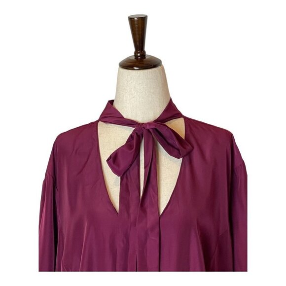 GB X Amanda Uprichard Maroon Gwynnie Bee Long Sleeve Tie Neck Shift‎ Dress 2X - Picture 5 of 9